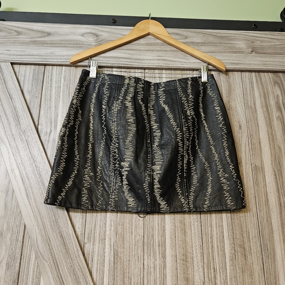 Free People Rock The Croc Black Lamb Leather Skirt - Picture 13 of 16